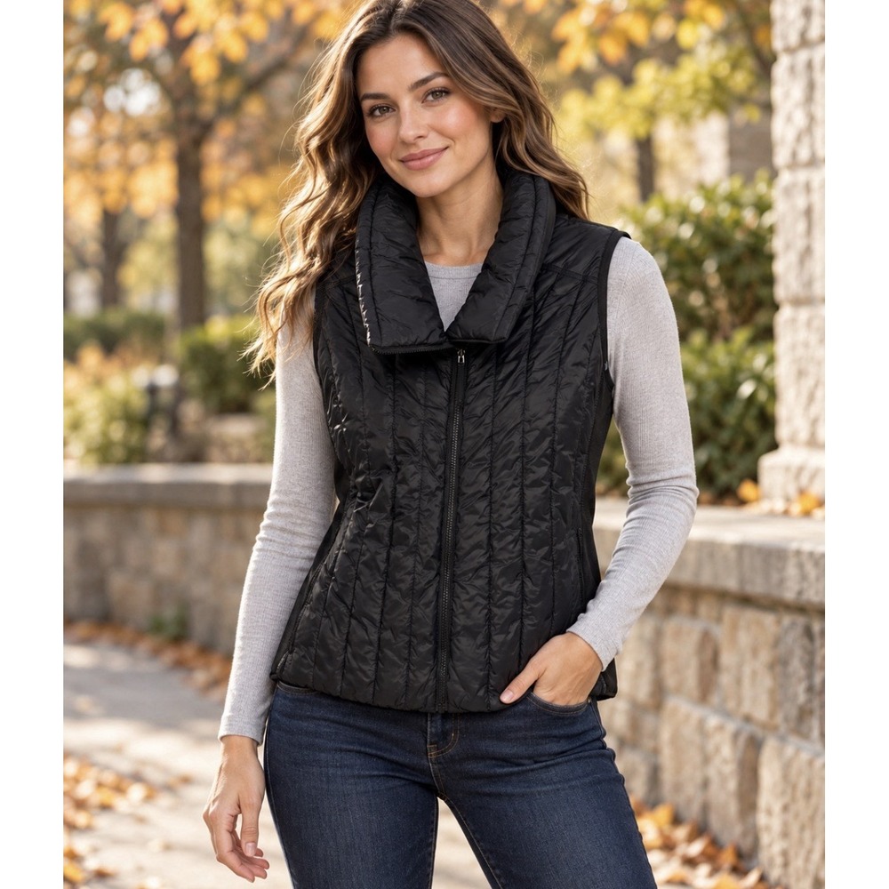 Calvin Klein Performance Premium Down Puffer Vest Full Zip Pockets 1X Black